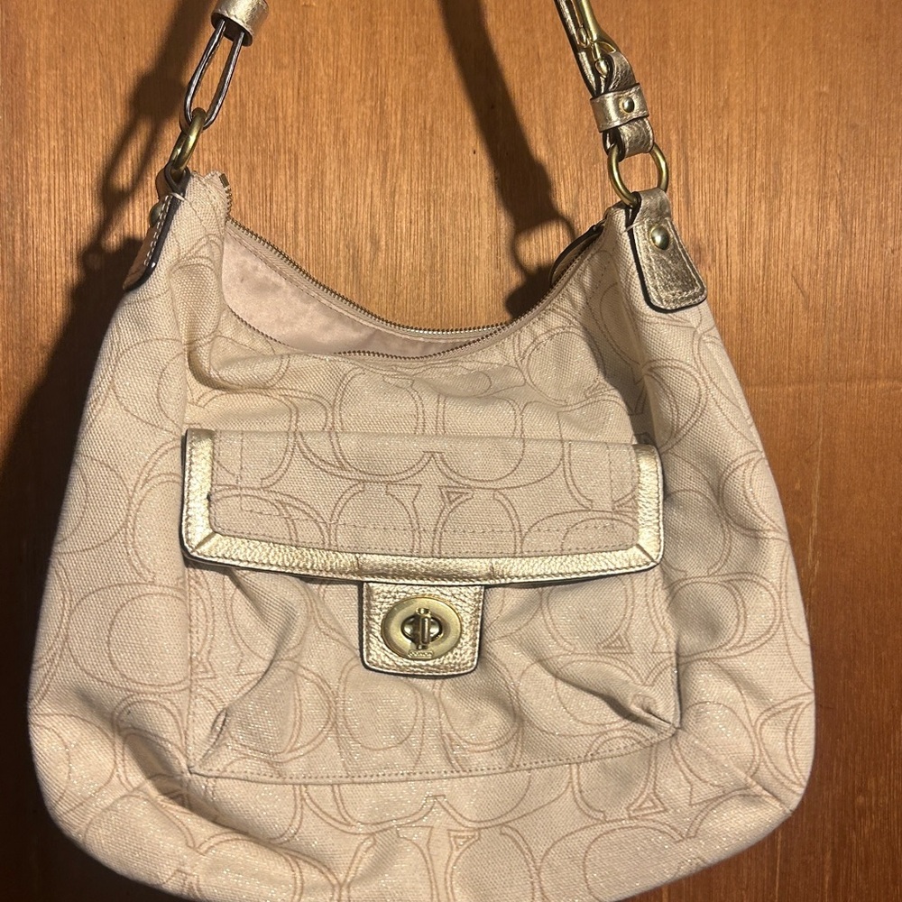 Chic Cream Designer Hobo Bag